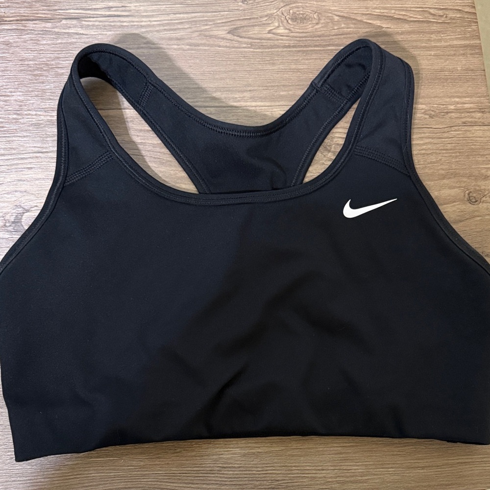Nike Women's Black Sports Bra with White Swoosh